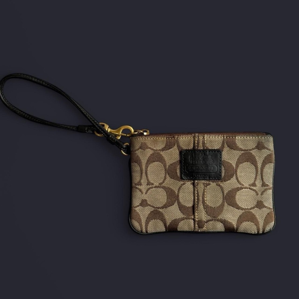 Vintage Coach Wristlet in Brown with Gold Hardware